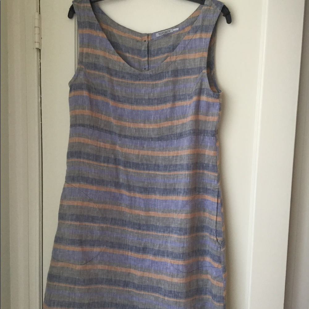 Toad & Co linen mini sun dress, button up back